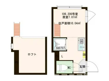 レジデンス赤羽(ワンルーム/1階)の間取り写真