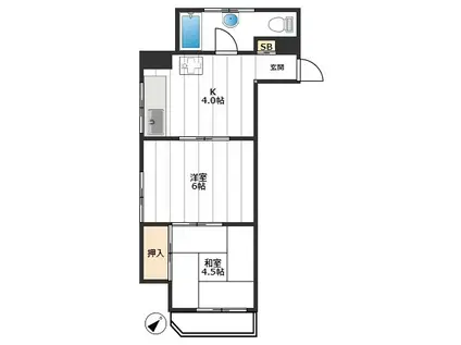 高城ビル(2K/3階)の間取り写真