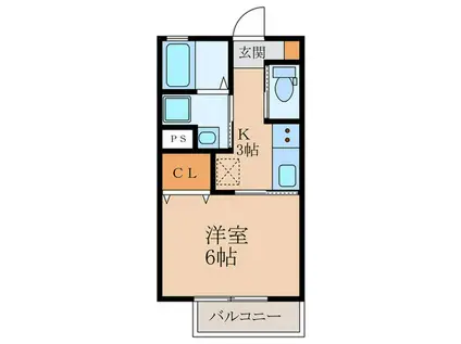 アイビスA棟(1K/2階)の間取り写真