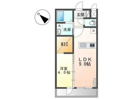 サン・ディライト下判田(1LDK/1階)の間取り写真