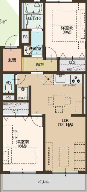 雁ヶ音マンション(3DK/3階)の間取り写真