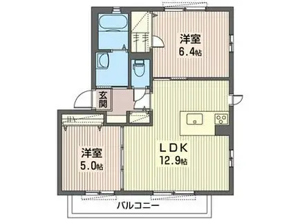 エスポアメゾンB(2LDK/2階)の間取り写真