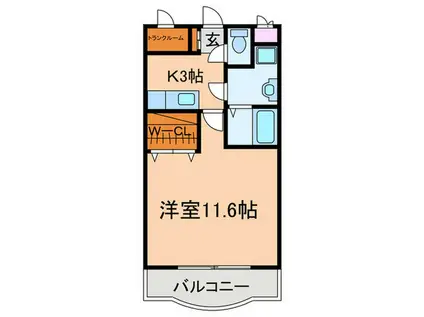 グラーツ橘(1K/3階)の間取り写真