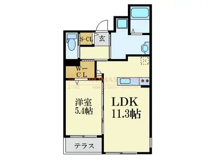 プリメゾン平尾(1LDK/3階)の間取り写真