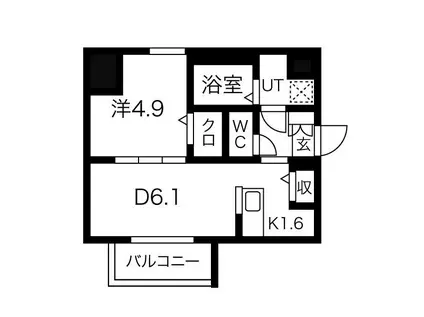 メイクス上前津IV(1DK/10階)の間取り写真