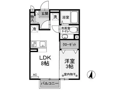 グローリアC(1LDK/2階)の間取り写真