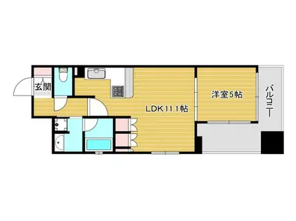 リーガル西長堀II(1LDK/3階)の間取り写真