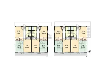 メイプルB棟(2DK/2階)の間取り写真