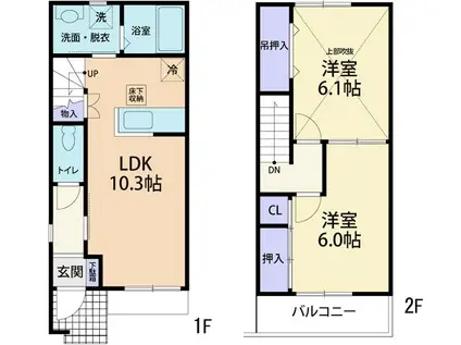 ホット ユー ハウス(2LDK/1階)の間取り写真