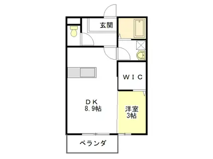 グランド ソレーユ A・B(1DK/1階)の間取り写真