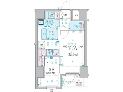 GENOVIA椎名町(1LDK/12階)の間取り写真