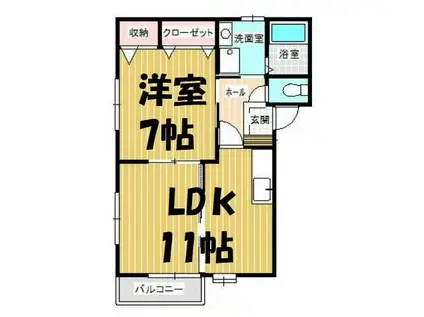 ウィングコートB(1LDK/2階)の間取り写真
