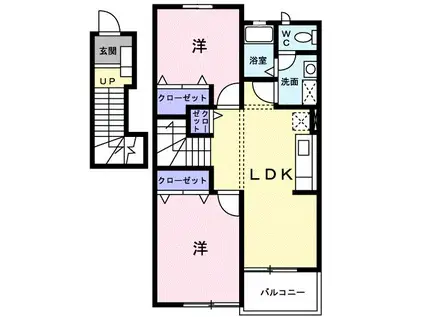 エム・ボヌールB(2LDK/2階)の間取り写真