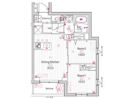ガーラ・ステーション川崎久地(2DK/2階)の間取り写真