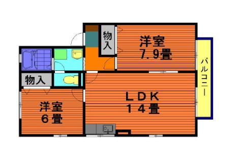 サイドピローII(2LDK/2階)の間取り写真