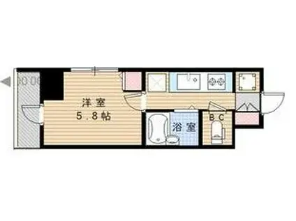 RIDGE堀田(1K/9階)の間取り写真