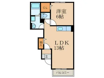 サニ-・ブリーズ北泉D(1LDK/1階)の間取り写真