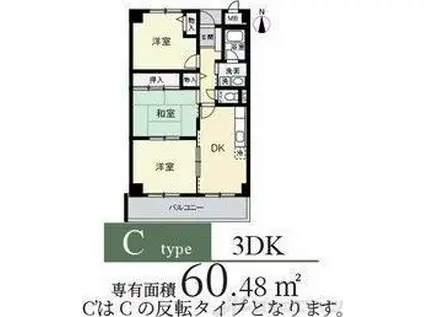 フロレアール・ジーア(3DK/1階)の間取り写真