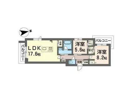 レザレII(2LDK/2階)の間取り写真