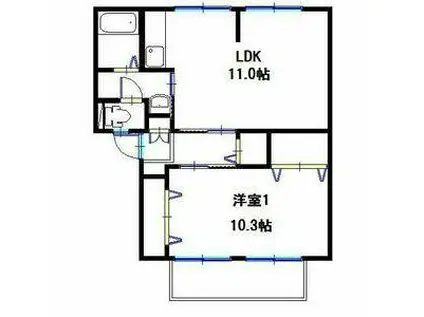 サンライフ雅B棟(1LDK/1階)の間取り写真