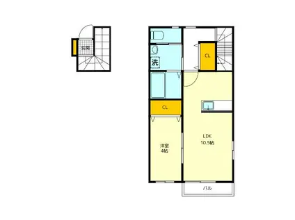 スカイコーポ(1LDK/2階)の間取り写真
