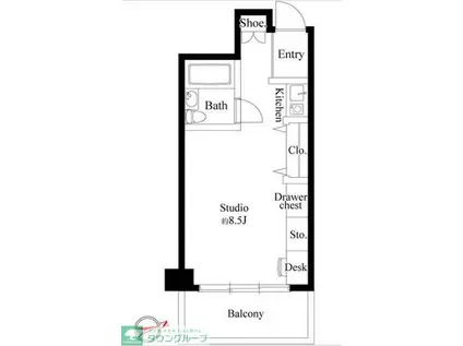 CRESCENT COURT KAWASAKI(ワンルーム/2階)の間取り写真