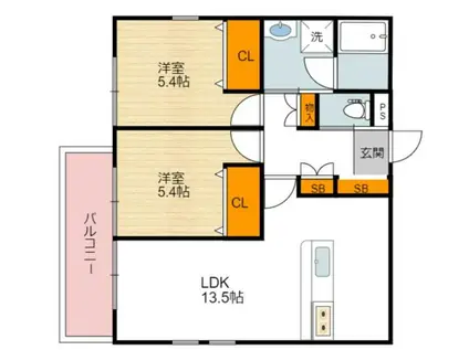 CITRON KITAKAGAYA(2LDK/3階)の間取り写真