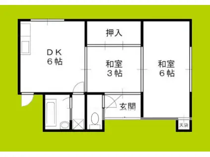 コーポ鶴見(2DK/2階)の間取り写真