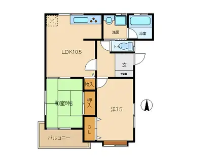シュロス北島(2LDK/2階)の間取り写真