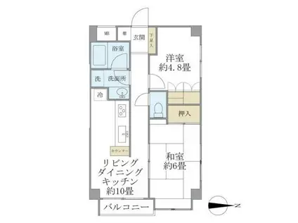 グリーンハイム平成(2LDK/2階)の間取り写真