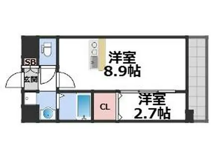 ファステート東大阪バレーナ(1LDK/11階)の間取り写真