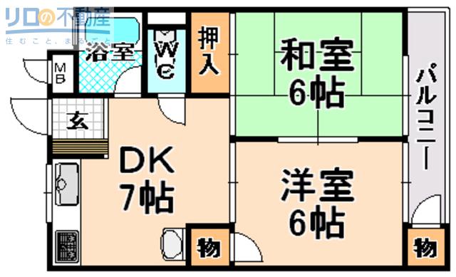 葵マンション北棟(2DK/3階)の間取り写真