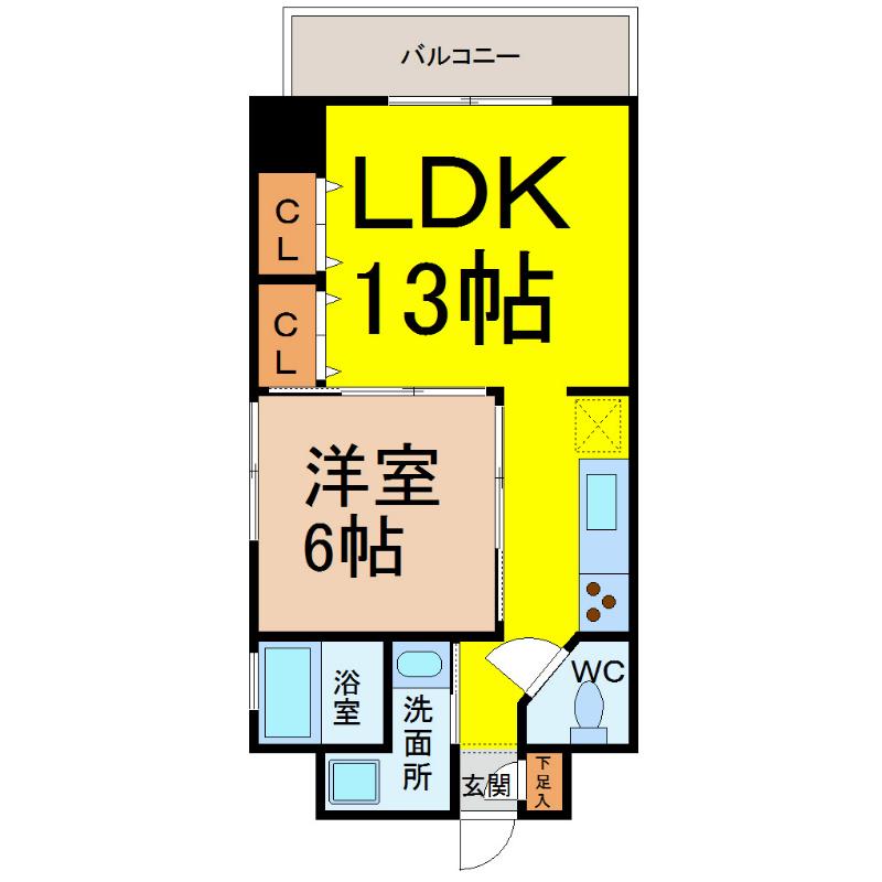 AHビル(1LDK/10階)の間取り写真