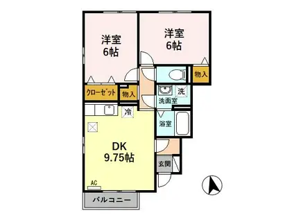 カトルセゾン(2DK/1階)の間取り写真