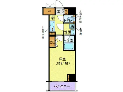 ディアレイシャス港区海岸(1K/7階)の間取り写真