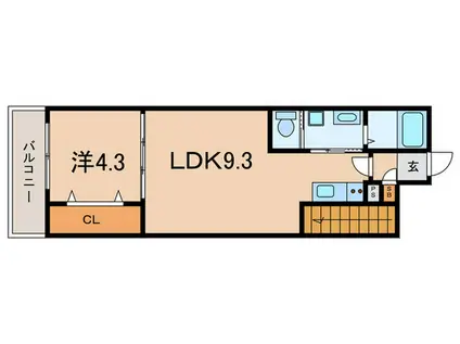 ジーメゾン垂水(1LDK/1階)の間取り写真