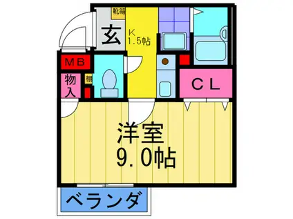 ビューハイツ南野(1K/3階)の間取り写真