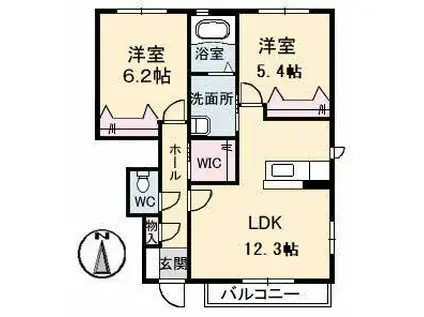サンソリエス(2LDK/1階)の間取り写真