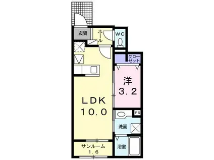 ラ・ルーチェI(1LDK/1階)の間取り写真