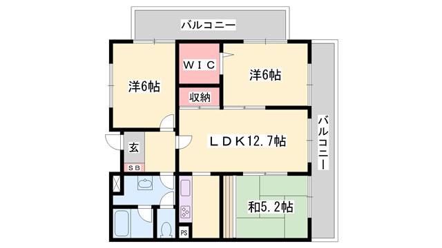 ロワイヤル東山(3LDK/1階)の間取り写真