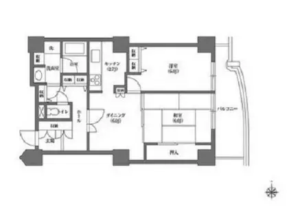 文京グリーンコートビュータワー本駒込A棟(2DK/12階)の間取り写真