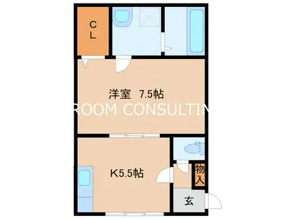 グランR 小松原(1DK/1階)の間取り写真