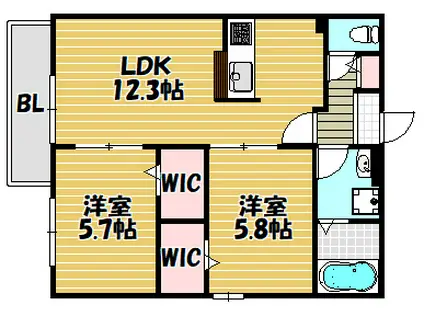 ルナメゾンC棟(2LDK/1階)の間取り写真