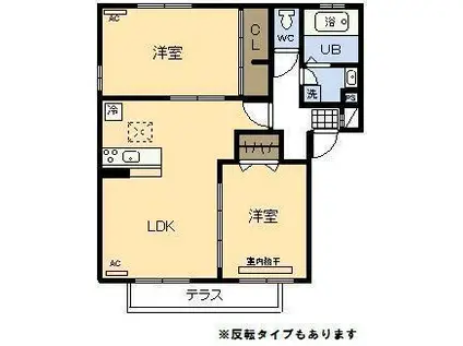 プラウド上田島 A棟(2LDK/1階)の間取り写真
