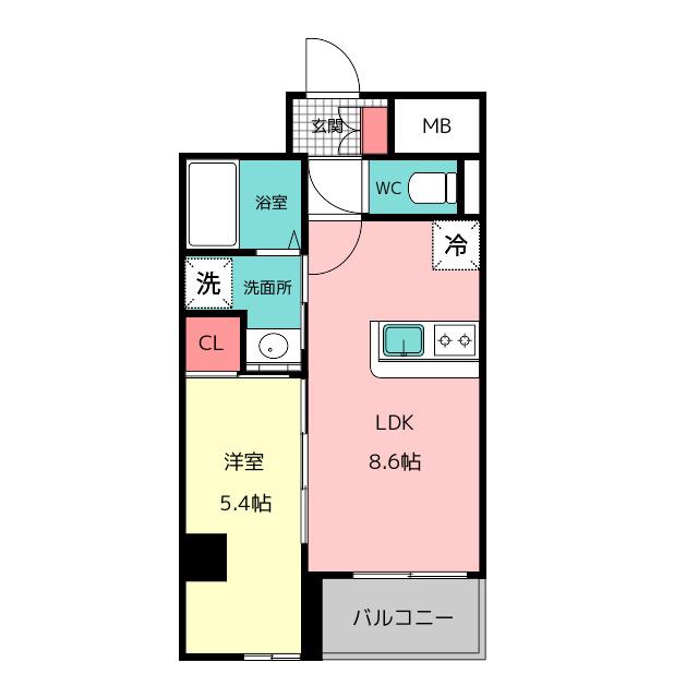 シャンボールなごみ(1LDK/7階)の間取り写真