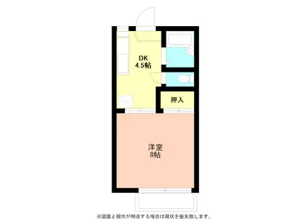 グローリーハイム・K(1DK/2階)の間取り写真