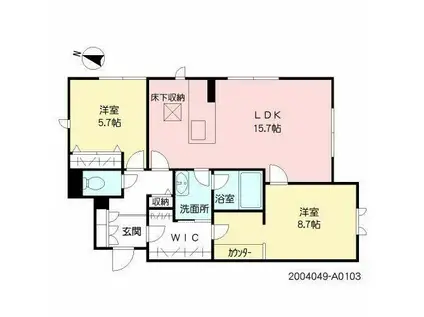 BEREO大江(2LDK/1階)の間取り写真