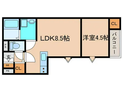 HGS甲子園(1LDK/3階)の間取り写真