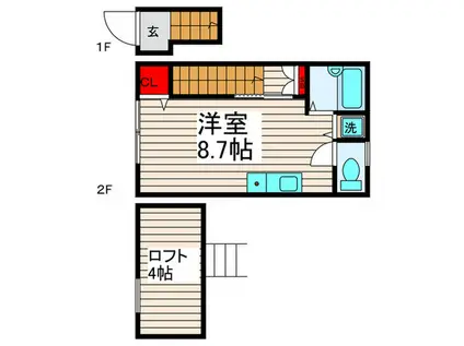 ユキミグランシャレー島根II(ワンルーム/2階)の間取り写真