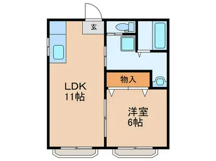 コーポ杉原I(1LDK/1階)の間取り写真